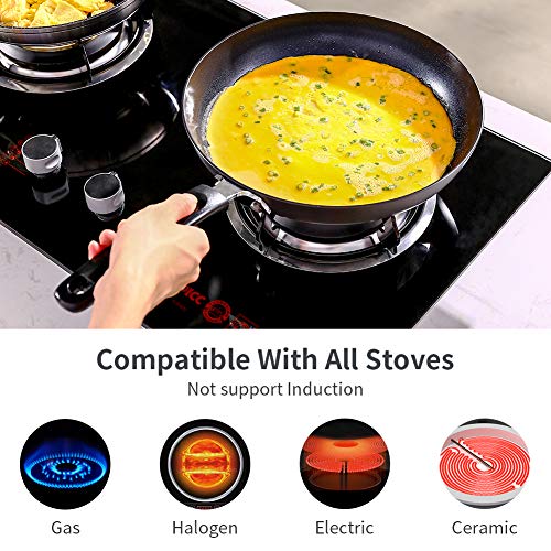 Frying Pan Nonstick, Hard Anodized Aluminum 9.5 Inch Skillet with Heat Resistant Handle, 3mm Thickness Omelette Pan No-warp, Dishwasher Safe, Black - Thumbnail 6