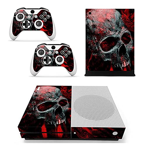 Image of Vinyl Skin for Xbox One Slim Console & Controllers Only, Sticker Decorate and Protect Equipment Surface, Gray Skull