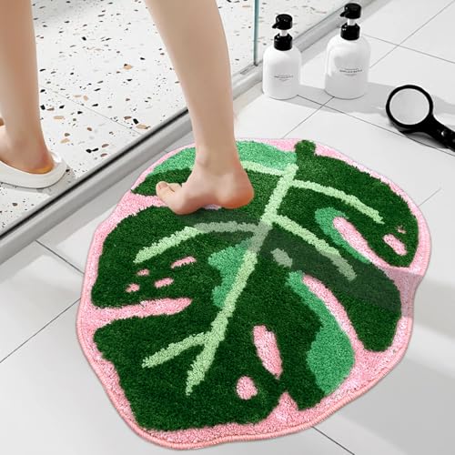 Sisher Leaf Rug,Monstera Bath Mat Cute Bathroom Mat Non...