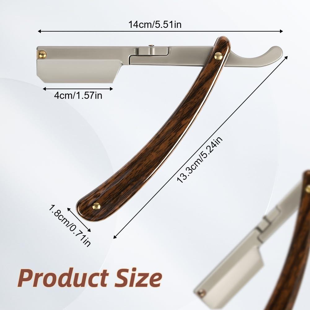 Beugo Navaja de Afeitar Hombre, Straight Edge Razor Barber, navaja de barbero, Cuchilla de Afeitar de Barbero Acero Inoxidable, Kit de Afeitado Clásico para Barba y Bigote con bolso PU — view 2