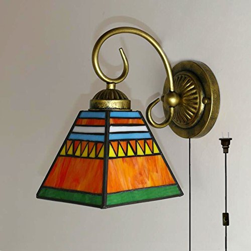 Image of Kiven Wall lamp E26 1-Light Plug-in Bulb not Included Wall Sconce Glass Shade 6 Foot Black Cord(BD0510)