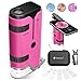 100x-250x Mini Microscopio Tascabile per Bambini Adulti, Adattatore Telefono, Portatile Miniscopio per Bambini Adulti Laboratorio Didattico, Rosa immagine
