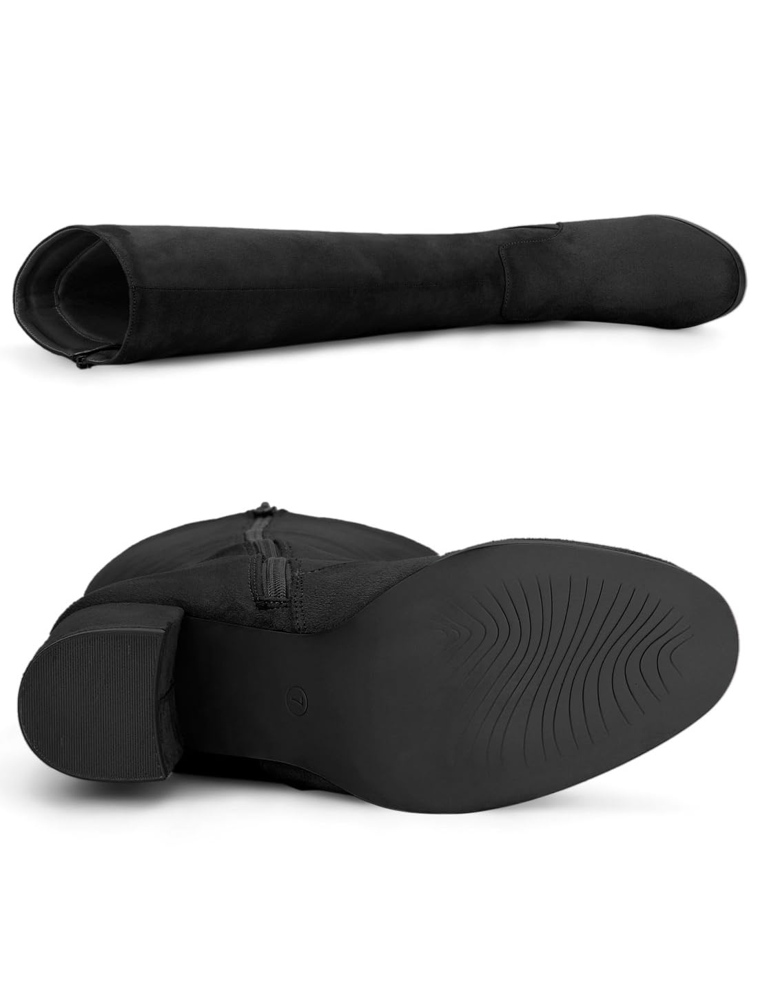 Allegra K Botas altas hasta la rodilla con cremallera lateral para mujer