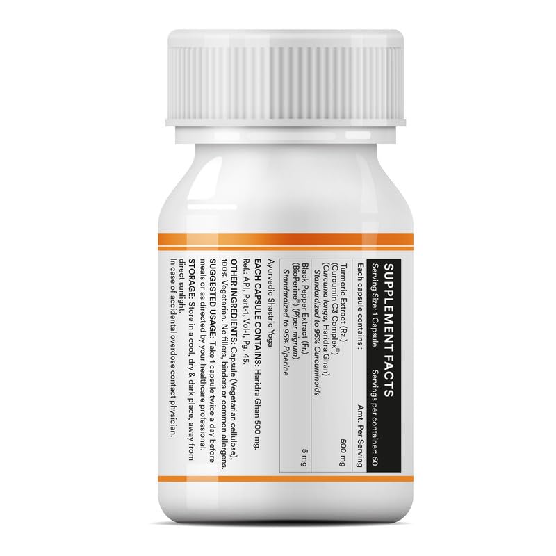 INLIFE Curcumin C3 Complex (95% Curcuminoids) 500 mg Turmeric with BioPerine (Piperine) Extract Supplement 5 mg - 60 Capsules (Pack of 2) - Image 4 thumbnail