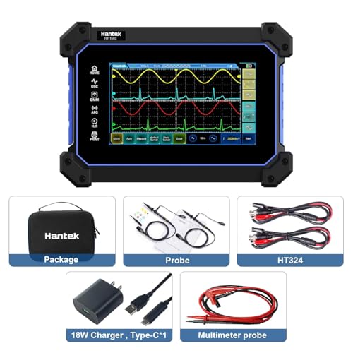 Image of Hantek Touch Screen Tablet Oscilloscope 4 Channel 250MHZ 1GSa /S Digital Oscilloscope + Multimeter 2 in 1 Oscilloscope Type C +8M Large Storage