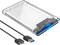 Case para HD Externo 2.5” USB 3.0 Transparente | Compatível com SSD e HDD SATA para Notebook, PC, PS4 e Xbox | Design Slim, Instalação Rápida, Alta Velocidade e Proteção Avançada