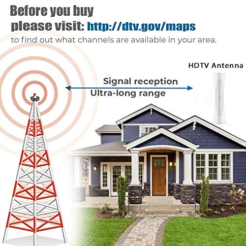 TV Antenna, 2021 Upgraded Indoor Outdoor Antenna Amplified 250 Miles with Signal Booster Digital HDTV Antenna Support 4K 1080P&All TV's HDTV with Extension Line, 33ft Coax Cable/USB Power Adapter