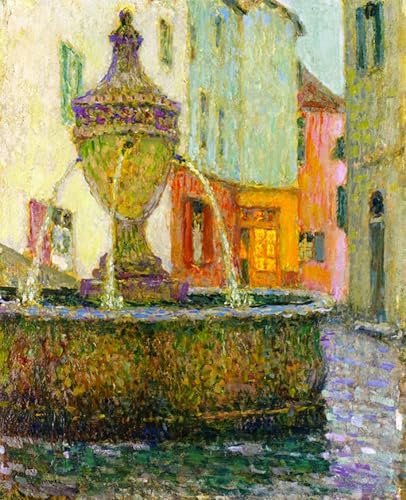 Peinture Henri Le Sidaner la fontaine Saint paul de vence affiche toile 60x90