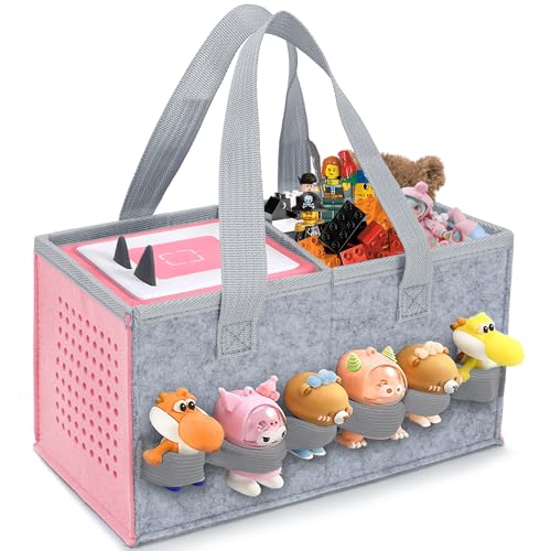 Image of IBVIVIC Carrying Case for Toniebox Starter Set and Figurines, Portable Travel Felt Cloth Musical Toy Folding Bag with Handle for Toniebox 2 and Accessories (Sakura Pink)