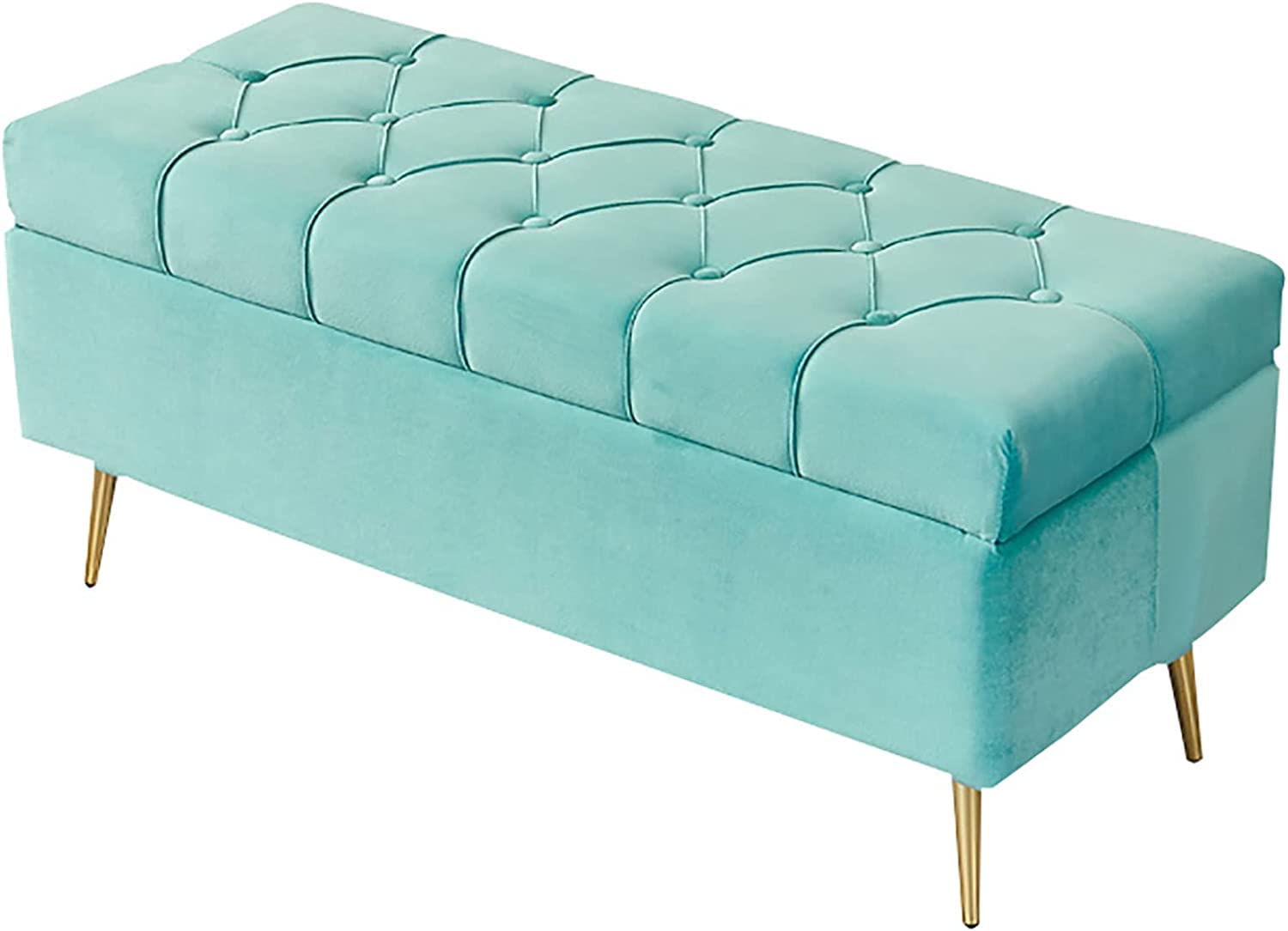 Banc de rangement moderne avec pieds en métal, bout de lit rectangulaire, pouf coffre 40cm