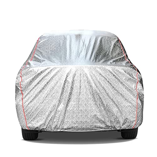 Image of Auto Oprema Waterproof Car Body Cover with Mirror and Soft Cotton Lining (Triple Stitched) (Silver with Red Piping) Compatible with Palio D Car Bumper to Bumper Accurately.