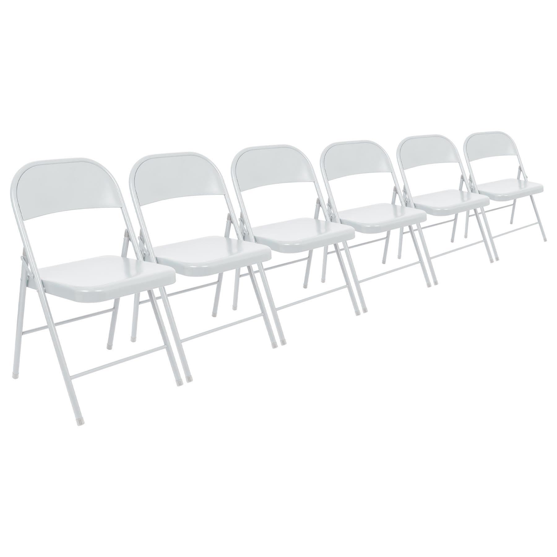 Harbour Housewares White Metal Folding Chairs with Rubber Bumper Feet - Pack of 6 - Lightweight Foldable Desk Chair Metal Garden Seats for Indoor, Outdoor Activities, Guests, Conferences