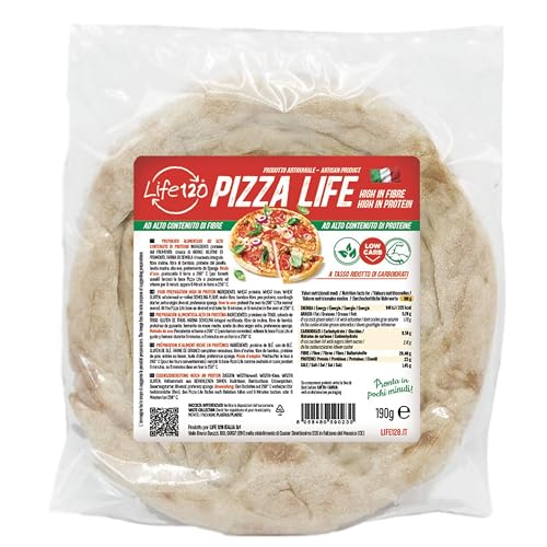 Life 120 - Box Pizza - Keto Protein Pizza mit kohlenhydratreduzierten Ballaststoffen und hohem Proteingehalt - 190g - Packung mit 6 Stück