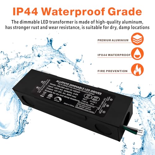 Image of 12V LED Driver with Junction Box, 60W Triac Dimmable Transformer Compatible with Lutron&Leviton Switches, Dimmable Power Supply for LED Light Stirps, Smooth Flicker Free Dimming