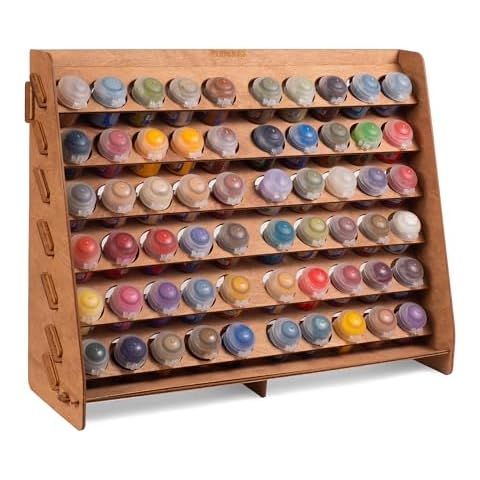 Plydolex Paint Rack Organizer with 60 Holes Suitable for Citadel Paints - Wall-mounted Wooden Paint Storage Rack for Miniature Paint Set - Craft Paint Holder Rack 16x5.2x12.6 inch Cover