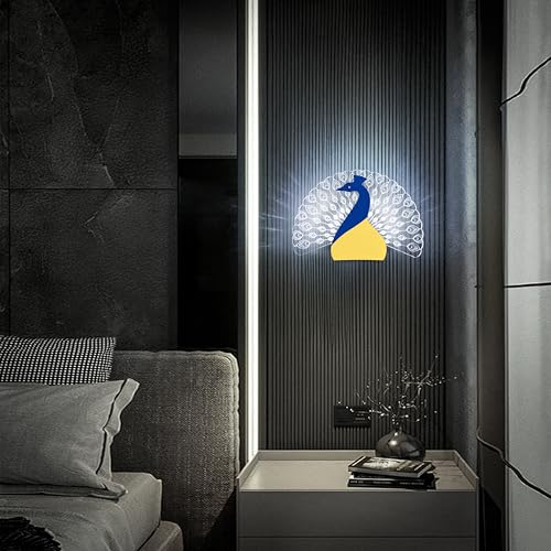 Image of Nova Peacock Wall Light for Home Decor | LED Acrylic Decorative Wall Lamp | 3 in 1 Light for Bedroom, Living Room, Kids Room, Bathroom, Perfect for Gifts | 25 Cm | Pack of 1