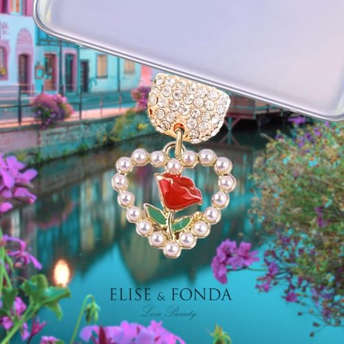 Dije de corazón con rosa TP1012 para decorar tu móvil Android o iPhone 15 2
