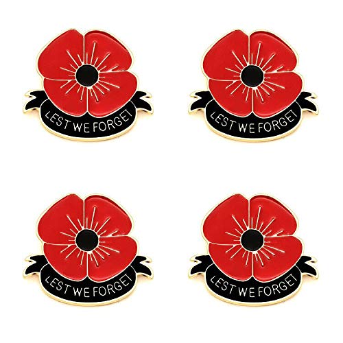 KENYG Brosche mit Mohnblumen-Motiv, 4 Stück, Rot Cover
