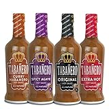 Hot Sauce Gift Sets by Tabañero | Fiesta Kit: Original, Extra Hot, Spicy Agave & Curry Habanero | All Natural, Gluten Free, Low Sodium, Vegan, Kosher | Made in the USA | 4-Pack, 8 oz Hot Sauce Bottles