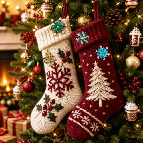 Image of Qenk 12PCS Christmas Pins and Brooches Set with Christmas Tree, Snowflake