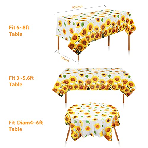 FZR Legend Sunflower Party Tablecloth, Extra-Large 108” x 54” Disposable Sunshine Plastic Table Covers, Ideal for Sunflower Theme Baby Shower Birthday Party Supplies Decoration (1)