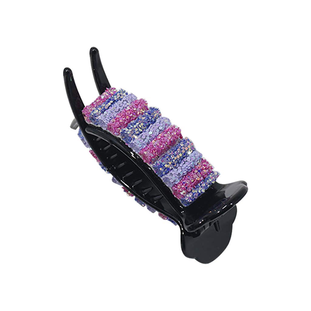 Pinces à cheveux violettes de type crabe : accessoire de coiffure tendance pour fille