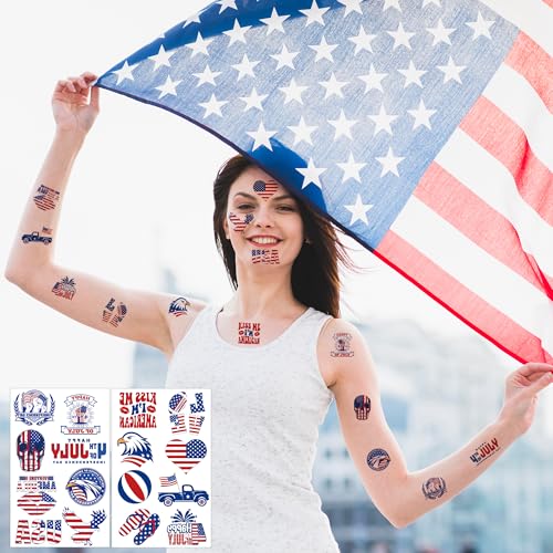 4th of July Outfits for Women - 120 Pack Red White and Blue USA Flag Patriotic Tattoos for - image 4