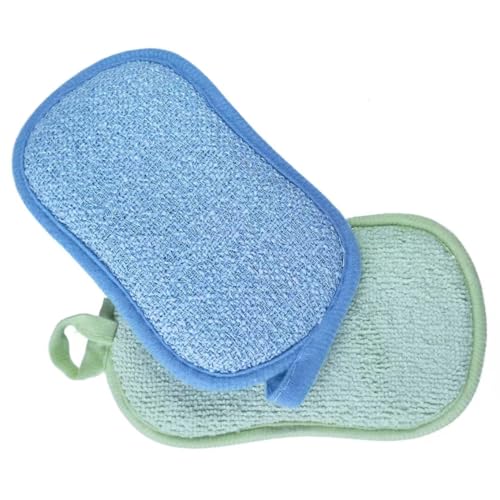 Image of Multi-Purpose Scrub Sponges for Kitchen Non-Scratch Microfiber Sponge Along with Heavy Duty Scouring Power - Effortless Cleaning of Dishes, Pots and Pans,2 pcs