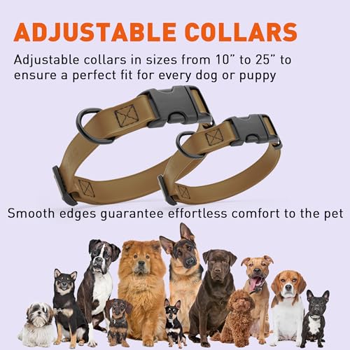 Image of Dogline Biothane Waterproof Dog Collar with Quick Release Buckle Strong Coated Nylon Webbing with Odor- Proof for Easy Care Easy to Clean Fits Small Medium Large Dogs, Coyote Brown 5 /8 inch W 10-14 inch L