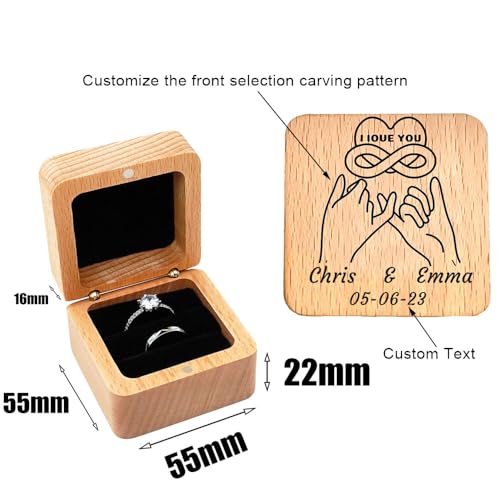 Personalized Matching Heart Wedding Rings Set - Him & Her Promise Rings with Names Engraved2
