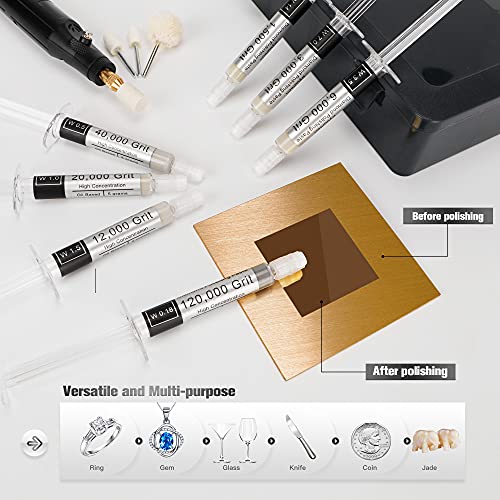 Tryuunion 40 Pcs Diamond Paste Polishing Kit With 32 Grinding Buffing Bits, 8 Oil Based Lapping Compound 1,500- Ultra Fine 120,000 Grit With Box For Metal/Coin/Stone/Jewelry/Ring Polishing #TOP2