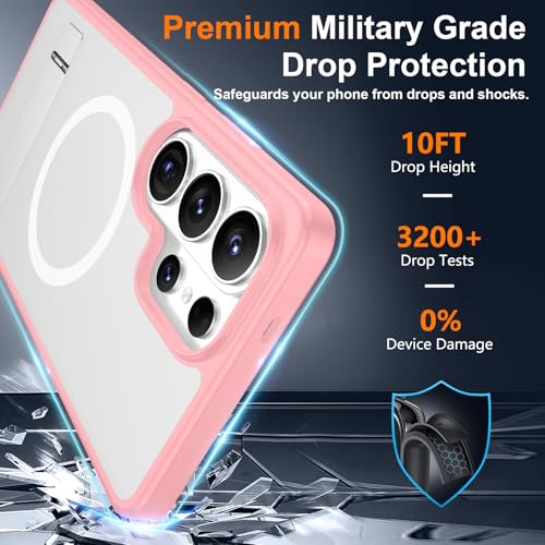 Image of SPIDERCASE Magnetic for Samsung Galaxy S26 Ultra Case,[Built-in Invisible Kickstand][Compatible with Magsafe] Slim Translucent Matte Phone Case for S26 Ultra 6.9'', Pink