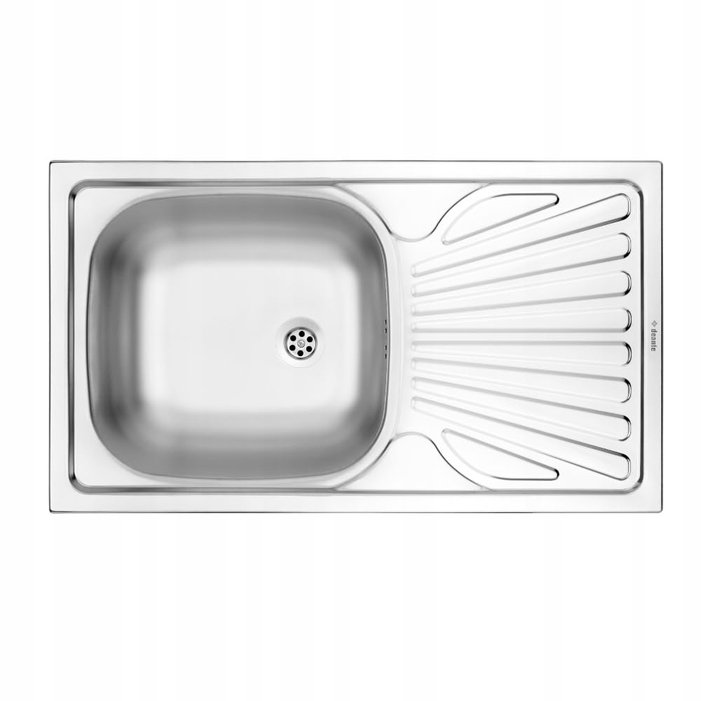 DomoDomo Lavello cucina da incasso 76x43,5 cm acciaio inox satinato – lavello 1 vasca con gocciolatoio compatto – sifone incluso