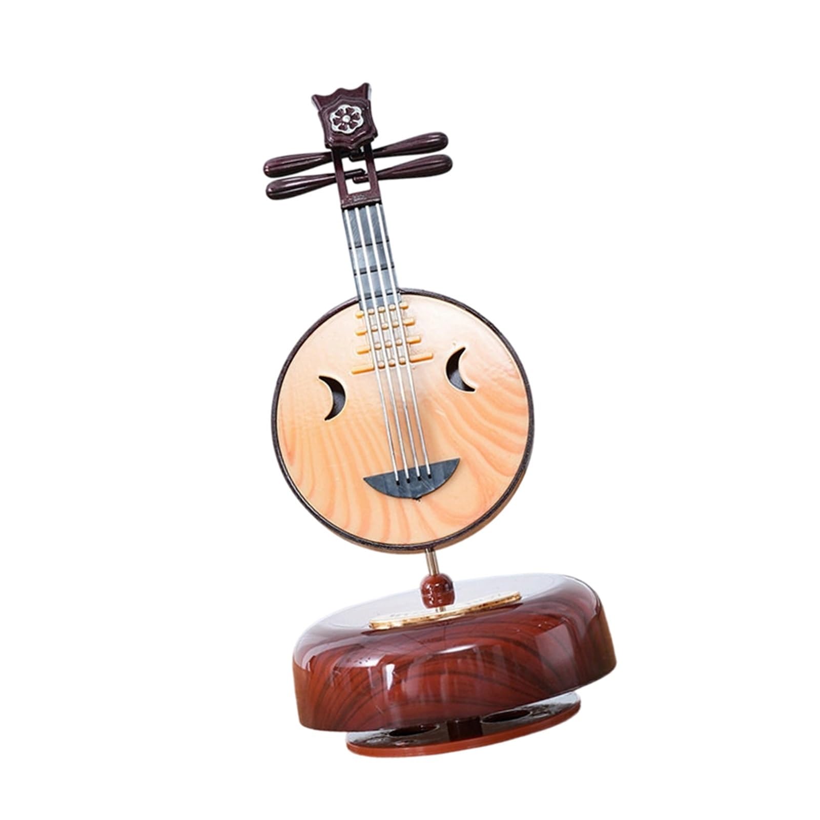ZXFJYUIP Rotating French Horn Pipa Moon Lute Music Box Guitar Instrument Model Office/living Room Decoration(Moon Lyre)