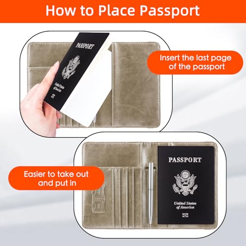 Image of WALNEW Travel Passport Holder, RFID Passport Wallet with Pen | PU Leather Passport Cover Case, Travel Must Haves Accessories, Passport Book Holder for Women Men