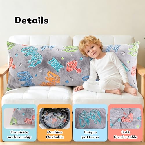 Image of Cloele Body Pillow Cover,Grey Game Controller,Glow in the Dark,21x54 in | Full Length Pillow Case,Long Pillow Cases,Ultra Soft, For Kids Boys, Decorative, Body Pillow Pillowcases