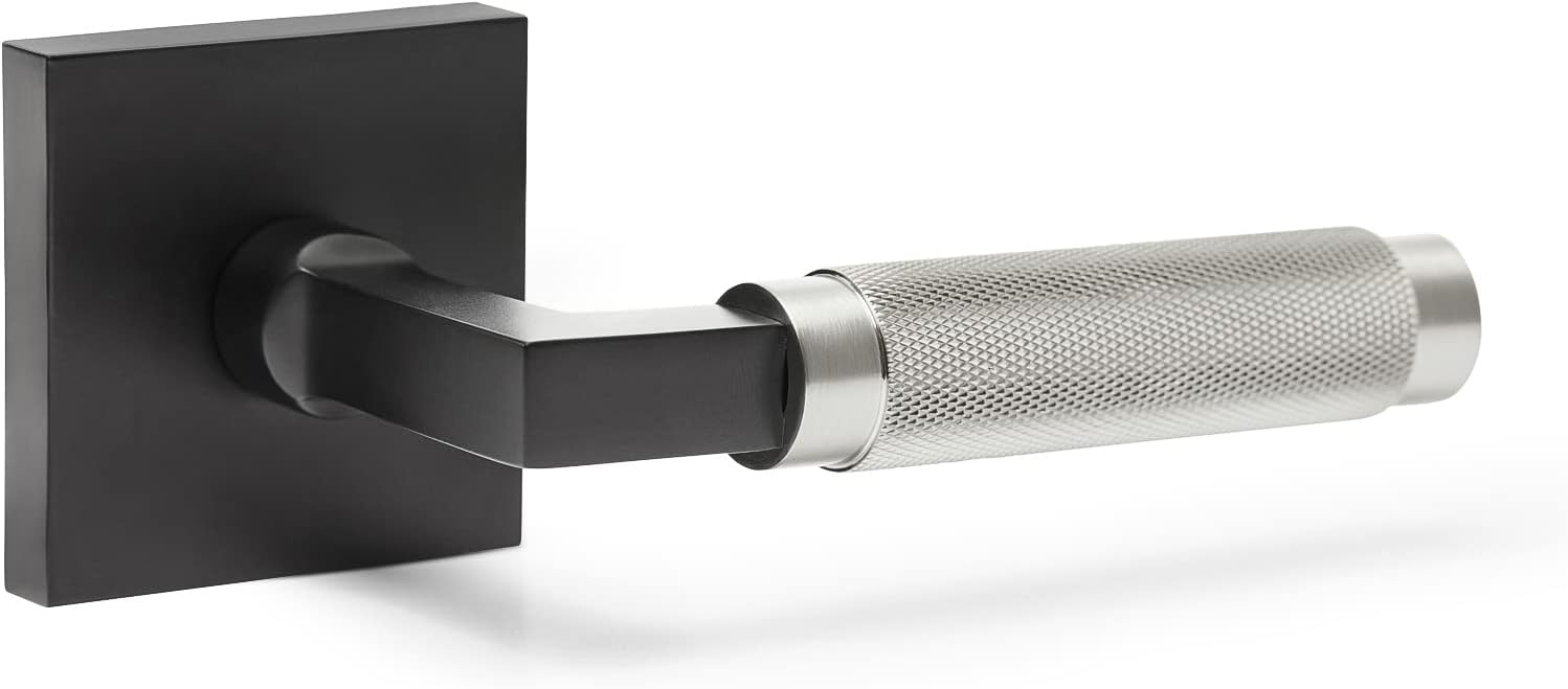 Explore Hardware New York Solid Brass Privacy Door Lever – Matte Black & Satin Silver Locking Handle for Bedroom or Bathroom Doors