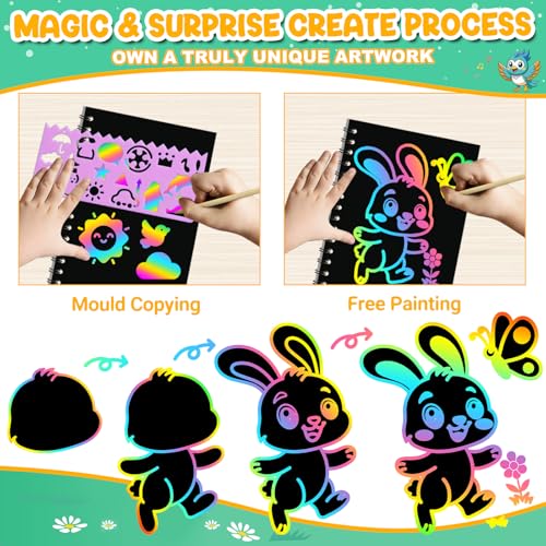 Image of ZMLM 24 Pack Rainbow Art Scratch Notebooks for Kids Birthday Party Favors | Party Favors for Kids 4-8, Mess-free & Easy Cleanup, Classroom Prizes Grades 1-3,Goodie Bags Stuffers Candy-free Alternatives