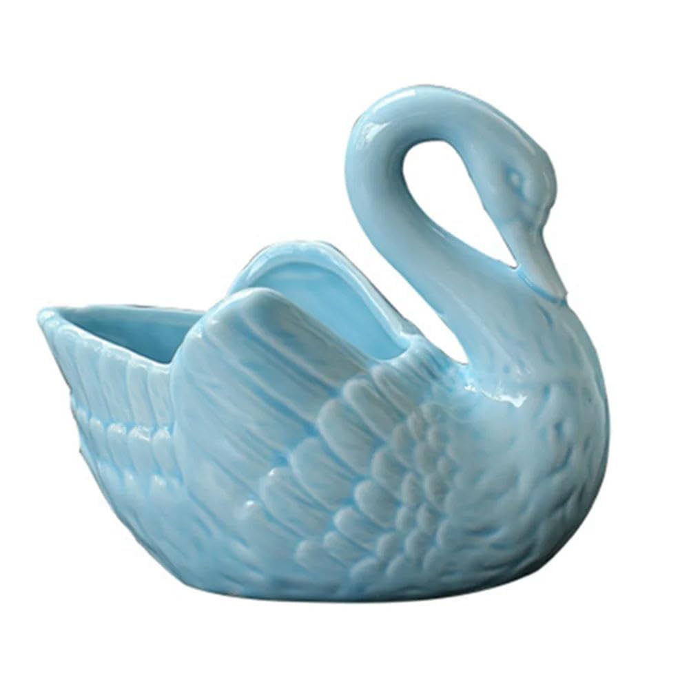 TPIONEER White Pink Blue Swan Ceramic Ornaments Decoration Desktop Storage Box Tealight Candles Holder Flower Pot Home Decor Furnishings — image 1
