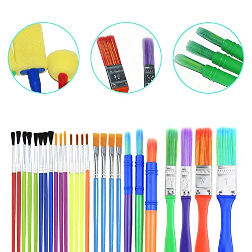 30Pcs Paint Brushes For Kids Washable Sponge Painting Brushes Great With Watercolors, Acrylic & Washable Paints Early Learning Sponge Painting Tools Arts Craft For Toddlers And Kids #TOP2