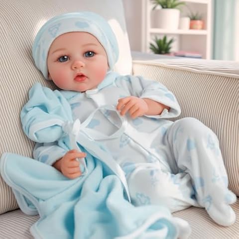 JIZHI Lifelike Reborn Baby Dolls - 12 inch Full Vinyl Body Anatomically Correct Realistic Newborn Baby Doll Boy Real Life Baby Dolls with Accessories for 3+ Year Old Gifts Cover