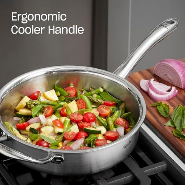 Fissler M5 Pro-Ply 5-ply Stainless Steel Saute Pan, 3 Quart, with Metal Lid