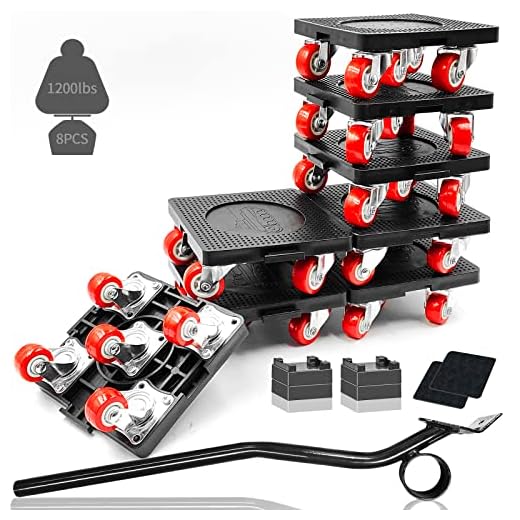 8 Pack Furniture Dolly for Moving, Mover Dolly with 5 Wheels & Furniture Lifter, 1200Lbs Load Capacity, 360° Rotation Wheels Furniture Dolly, for Moving Heavy Furniture Sofa Cabinet Refrigerator