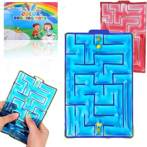 JoyJoyful Lot de 2 Jouets sensoriels en Forme de Labyrinthe, Anti-Stress, pour Enfants et Adolescents, Rouge et Bleu (2)