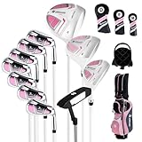 ULTIMATE Women's Complete Golf Club Set, 9/10/11pcs Right Handed Ladies Golf Clubs Set w/ 460cc Alloy Driver, #3 Fairway Wood, #4 Hybrid, #6/#7/#8/#9/#P Irons & Putter (11 Pieces w/Bag - Pink)