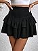 SHENHE Women's Summer High Waist Smocked Ruffle Skirt Skort Layered Flowy Shorts Skort Black XX-Small