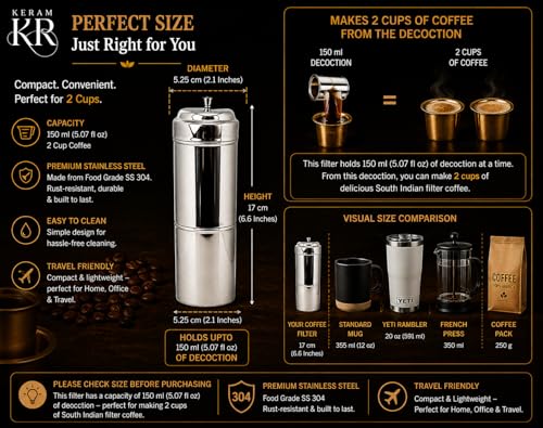 Image of South indian filter coffee maker indian style 5.1 oz (150 ml)