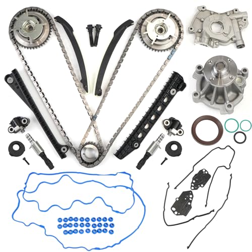 5.4L Timing Chain Kit with Water Pump Oil Pump Cam Phaser Tensioner Compatible with Ford F-150 2004-2009 & Lincoln Navigator 3V Triton 2005-2010 Replace# 5L3Z-6268-A 3R2Z-6A257-DA by Htostar Racing - Used condition - US$199.42