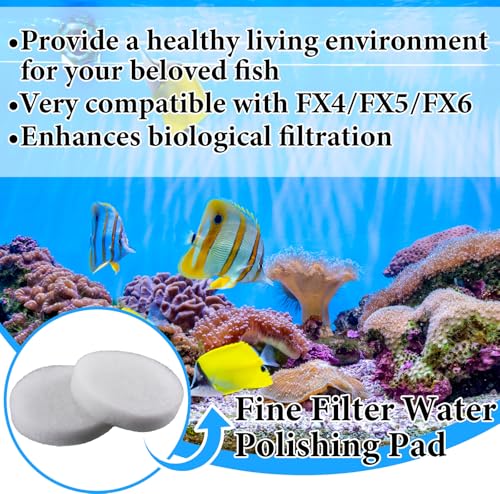 Image of Tranqun 24 Pcs Fine Filter Water Polishing Pad Compatible with Fluval Fx4, Fx5, Fx6 7 x 7 x 1.38 Inches White Filter Media Canister Aquarium Water Polishing Pads