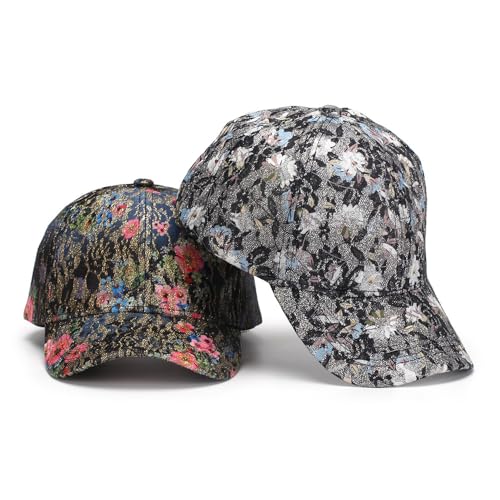 Gorra de béisbol con flores para mujer con visera de encaje miniatura 4
